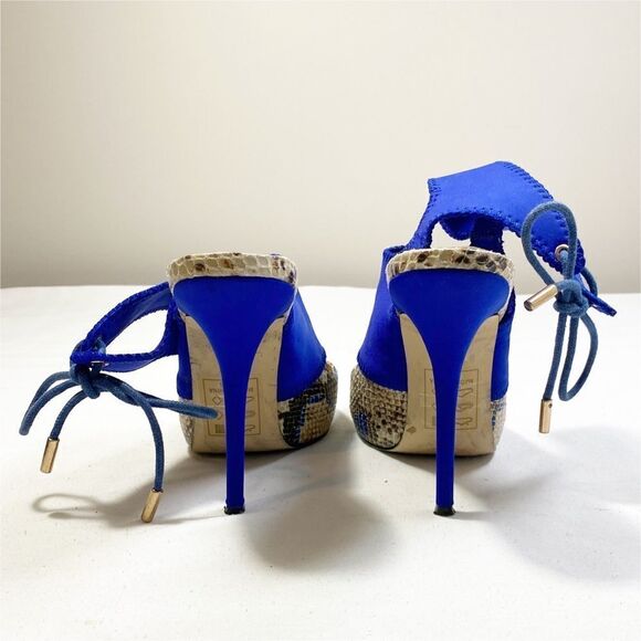 Scene by Shoe Dazzle Blue with Snake Print Heels - Picture 4 of 6